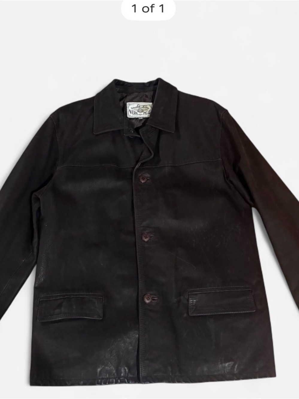 Vera Pelle Dark Brown Leather Button-Front Jacket